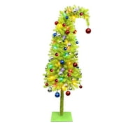MXTPOV Green Christmas Tree Artificial Crooked Neck Christmas Tree with LED Lights Xmas Tree Exquisite Christmas Decorations Home Decor, 3FT
